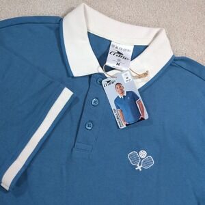 Crane Men's Blue Moisture Control Pickle Ball Polo Shirt Size‎ M